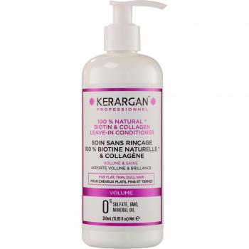 Kerargan Cuidado sin aclarado con Biotina y Colágeno - Aporta fuerza y brillo - Para cabello dañado - Sin sulfatos, parabenos ni siliconas - 350 ml