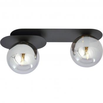 Plafón de techo EMIBIG LIGHTING Plaza, negro/grafito, 2 luces, metal y cristal, altura: 18 cm, longitud: 45 cm