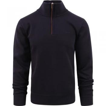 GANT Mens Sacker Rib Half Zip Sweatshirt - 433 Evening Blue - XXL - male