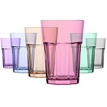 Aras vasos largos de colores completos, 12 onzas, juego de 6
