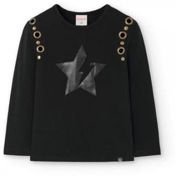 Camiseta de niña Boboli de punto elástico con tachas decorativas y dibujo frontal