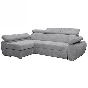 Sofá rinconero Columbus 192, gris, con función de descanso y caja de ropa de cama, dimensiones 255x170x85cm