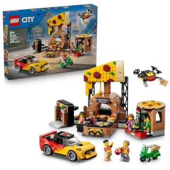 LEGO City 60496 - Experiencia de Pizza a Domicilio con Vehículos, Incluye Coche, Moto, Dron y 4 Minifiguras