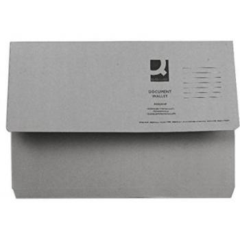 Q-Connect KF23013 285gsm Foolscap Document Wallet - Grey