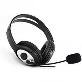 CoolBox CoolChat 3.5 – Auriculares para Chat en línea con micrófono, Control de Volumen en Cable, Ligeros, Diadema Ajustable, Cable 2m, Jack 3.5mm. para PC, Tablet, Ordenador portátil, Negro
