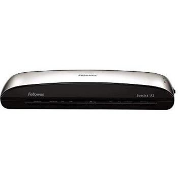 Fellowes Spectra A3 - Plastificadora de documentos, 80-125 micras, para uso ocasional, libre de atascos, color negro y plateado, 10 fundas de plastificar gratis