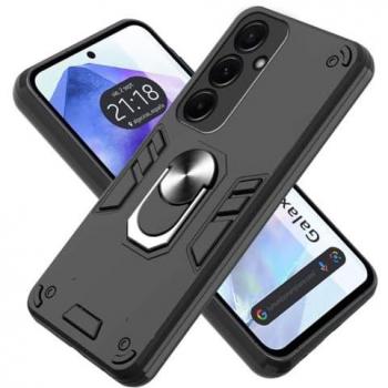Funda Tough Armor Negra con Anillo Giratorio para Samsung Galaxy A55 5G