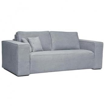 Sofá cama de 3 plazas convertible rápido en pana gris claro - Cama de 140 cm - Colchón de 14 cm Amelia II