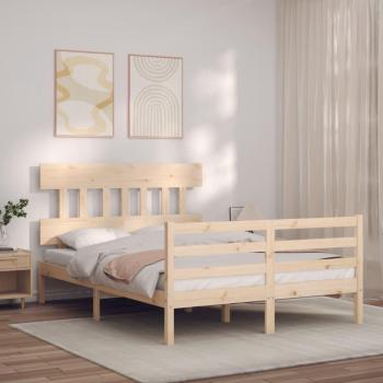 Cama de madera maciza 140x200 cm con cabecero Blindpiece Marrón