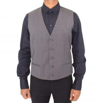 Dolce & Gabbana Gray Wool Stretch Dress Vest Jacket Blazer - IT48 | M