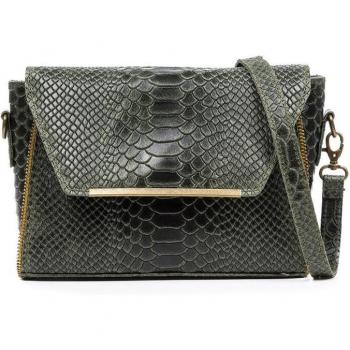 Mariola Bolso bandolera de piel auténtica con grabado de serpiente, fabricado en Italia