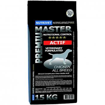 Nutrivet Premium Master Active - Alimento para Perros Activos con Pollo y Arroz - 15 kg