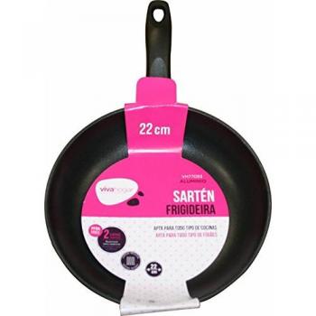 SARTEN COCINA VIVAHOGAR ANTIADHERENTE TEFLON INDUCCION ALUMINIO FORJADO ESMALTADO 22CM VH77093