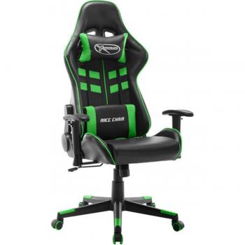 Silla de gaming de cuero sintético negro y verde