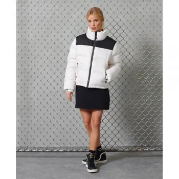 Superdry Women's Sportstyle Code White Down Puffer Jacket Size 16 UK