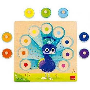Goula - Puzle pavo real, Encajable de madera a partir de 2 años