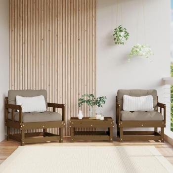 Sillones de jardín 2 unidades madera maciza pino marrón miel, sillas de jardín 2 piezas de madera de pino maciza marrón ámbar