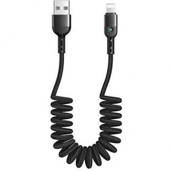 AICase Cable en Espiral para el Cargador de Apple con luz led, Transferencia de Datos de Carga de Primavera Compatible con iOS 10/11/12 iPhone XS MAX/XR/XS/X / 8/8 Plus / 7/7 Plus