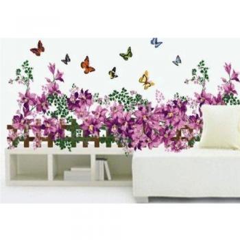 Walplus Microdeal - Pegatinas decorativas para pared despegables, diseño de cerca, color morado