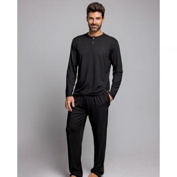 Pijama largo de hombre en modal color negro