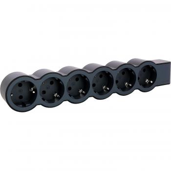 Legrand 694580 Regleta de Enchufes, 6x Schuko, Protección contra Sobretensión, Sin Cable, Sin Interruptor, Color Negro/Gris