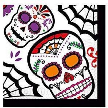 EUROCARNAVALES Pack de 12 Servilletas del Día de los Muertos 33x33 cm