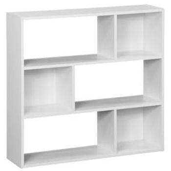 Librería Blanca Pieter de 3 Estantes y 6 Compartimentos, 83x23x80 cm