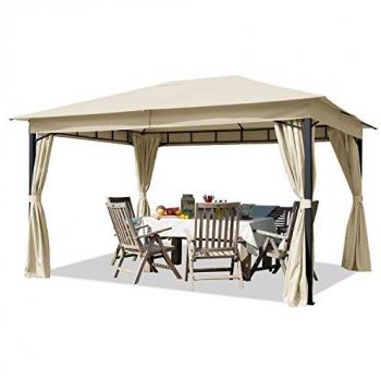 Cenador de jardín TOOLPORT Sunset Classic 3x4 m, Lona de Techo Impermeable Aprox. 180g/m², Carpa de Fiesta con 4 Lados en color Champán