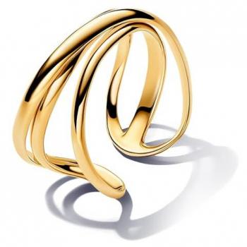 Brazalete Rígido Plateado de Forma Orgánica Pandora 21 cm