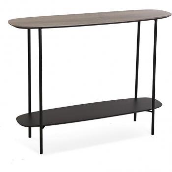 Mesa consola Versa Salem - Mueble Recibidor Estrecho para la Entrada o el Pasillo, Mesa Consola con Estante Inferior, Medidas 75 x 30 x 100 cm, Madera y Metal, Color Marrón y Negro