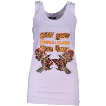 Cavalli Class Elegant Purple Tank Top with Wide Shoulders - XS