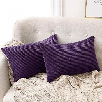 Deconovo Funda para cojin Prodector del Mueble Decorativa Cuadrada 2 Piezas 30x50cm Púrpura