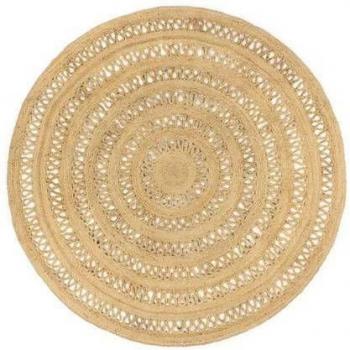 Alfombra tejida a mano en yute trenzado de 180 cm color marrón