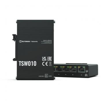 Teltonika TSW010 5-Port DIN Rail Unmanaged Ethernet Switch with PoE Support