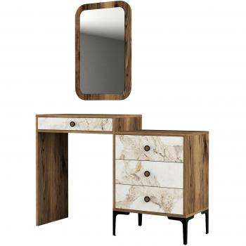 Consola Multiusos Efecto Madera Nogal y Blanco 124x40h85 cm