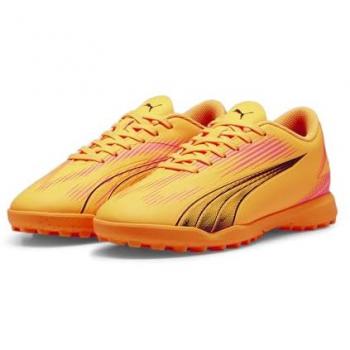 Puma Ultra Play TT Jr - Zapatos de fútbol Unisex para niños, color Sun Stream Black Sunset Glow Orange Pink, talla 38.5 EU