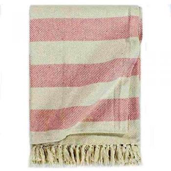 vidaXL Manta a Rayas de Algodãƒ³n Rosa Envejecido 125x150 cm