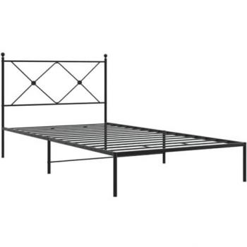 vidaXL Metal Bed Frame without Mattress with Headboard Black 100x200cm
