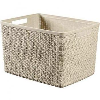 CURVER Juliet Cesta Jute 100% plástico Reciclado Rectangular, Blanco Roto, L: 20 L