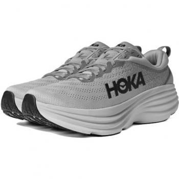 HOKA Bondi 8 Men's Wide Road Running Shoes in Sharkskin/Harbor Mist, Size 42 2/3