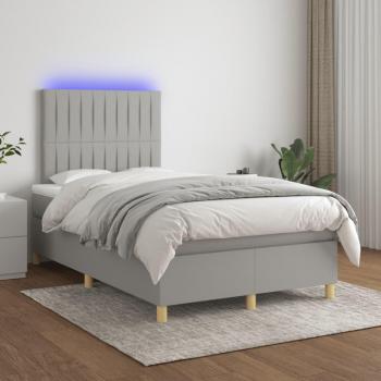 Colchón box spring para cama de muelles y tela LED gris claro 120x200 cm Vidaxl