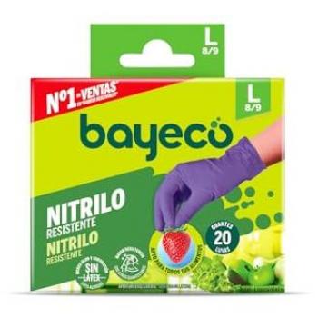 Guantes de Nitrilo Desechables Morados Talla L - Pack de 20 Unidades, Ambidiestros, Sin Polvo ni Látex, Dedos Texturizados para Mejor Agarre