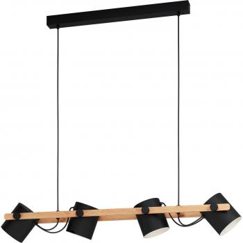 Lámpara Colgante Lineal de Focos Eglo Hornwood LED Negro/Madera 4xE27