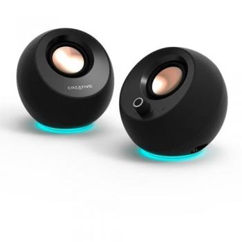 Creative Pebble Pro 2.0 Altavoces USB-C con Bluetooth 5.3, Iluminación RGB Personalizable y Puerto de Auriculares/Micrófono (Negro)