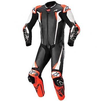 Alpinestars Traje de Moto Racing Absolute V2 1 PC Piel Negro-Blanco-Rojo Fluo