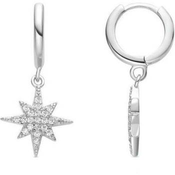 Pendientes Luxenter Estrella de metal bañado en rodio con circonita brillante