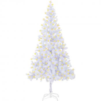 Árbol de Navidad Artificial con Luces LED 210 cm Blanco 910 Ramas