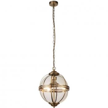 Lámpara colgante Coronet de 3 luces en latón antiguo y vidrio - Searchlight