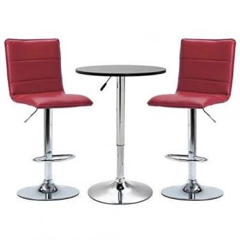 vidaXL Set Mesa Alta y Taburetes de Bar 3 Piezas Cuero Sintético Hogar Jardín Salón Cocina Bricolaje Decoración Diseño Estilo Mobiliario Muebles Negro