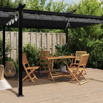 Cenador de jardín con techo retráctil de aluminio antracita 3x6 m